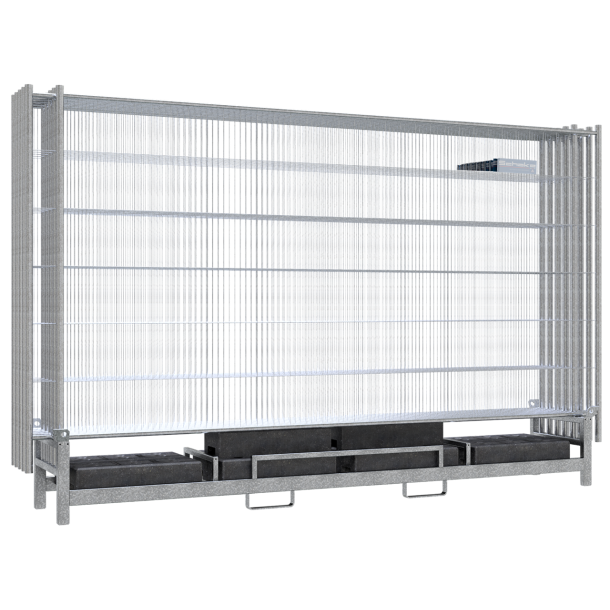 Twin pallet | for 10 mobile fences | and 10 base plates